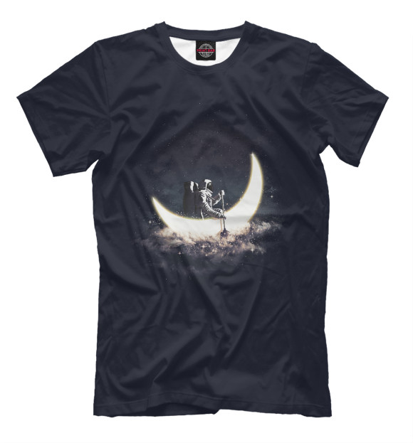 Мужская футболка с изображением Лунная лодка цвета Черный