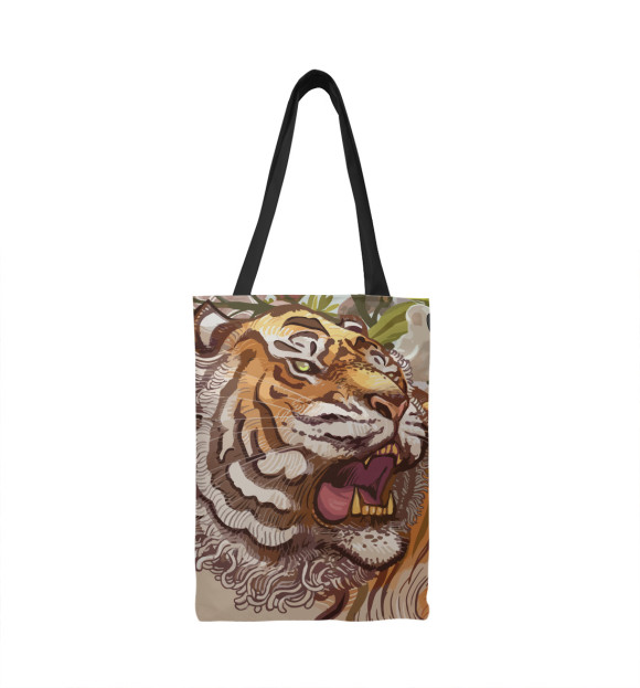 Сумка-шоппер с изображением Тигр в садах сакуры цвета 