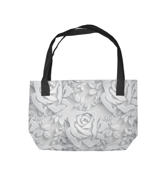 Пляжная сумка с изображением Белые розы цвета 