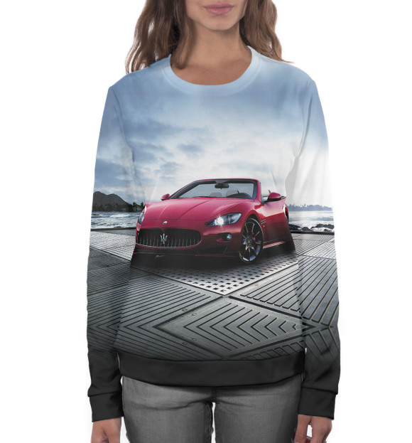 Женский свитшот с изображением Maserati цвета Белый