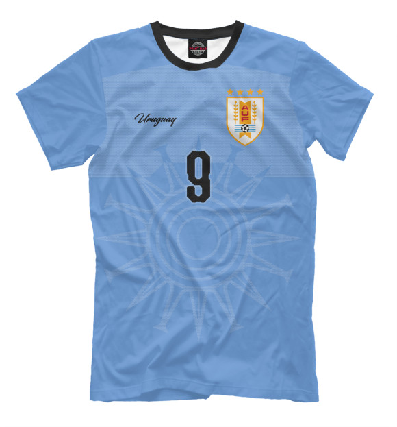 Мужская футболка с изображением Луис Суарес цвета Грязно-голубой