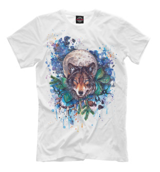 Мужская футболка Акварельный волк