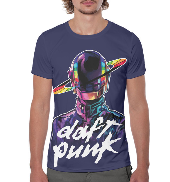Мужская футболка с изображением Daft Punk цвета Белый