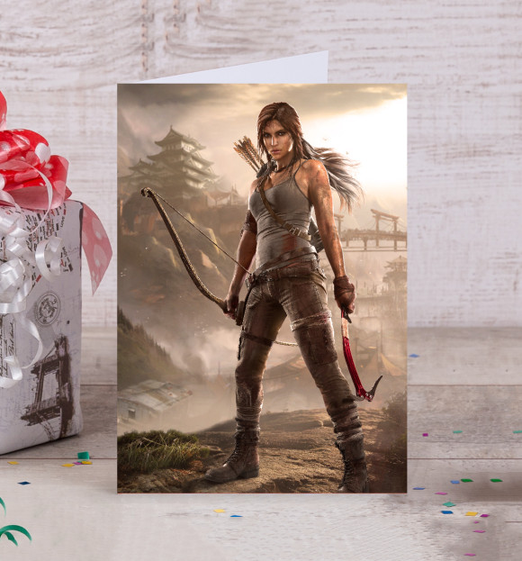 Открытка с изображением Tomb Raider цвета Белый