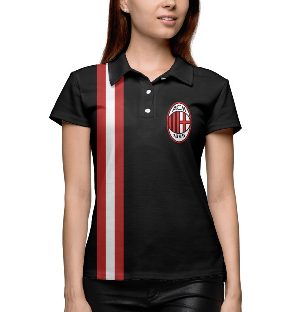 Женское поло с изображением ФК Милан цвета Белый