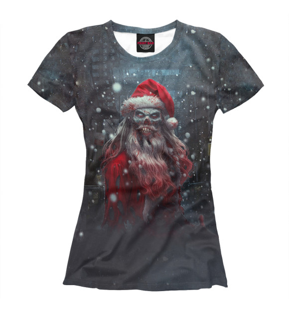 Женская футболка с изображением Zombie Santa цвета Белый