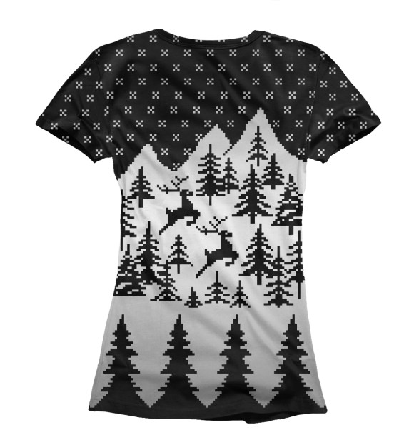 Женская футболка с изображением Олени в Горах цвета Белый