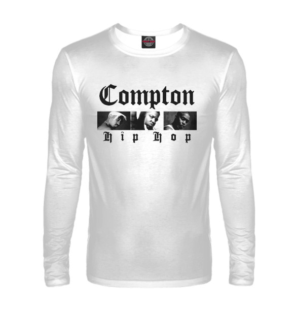 Мужской лонгслив с изображением Compton цвета Белый
