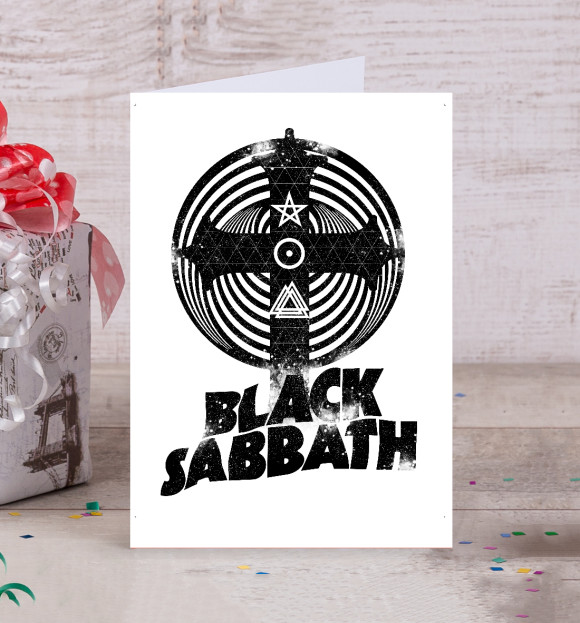 Открытка с изображением Black Sabbath цвета Белый
