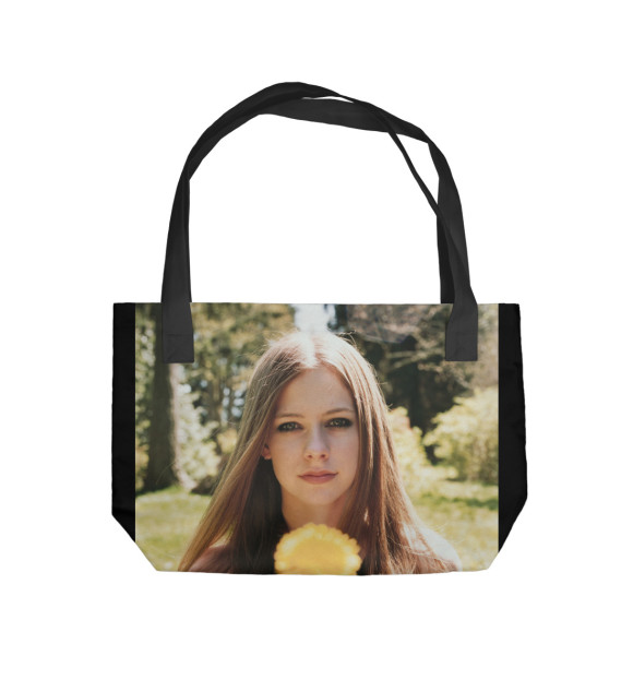 Пляжная сумка с изображением Young Avril Lavigne цвета 