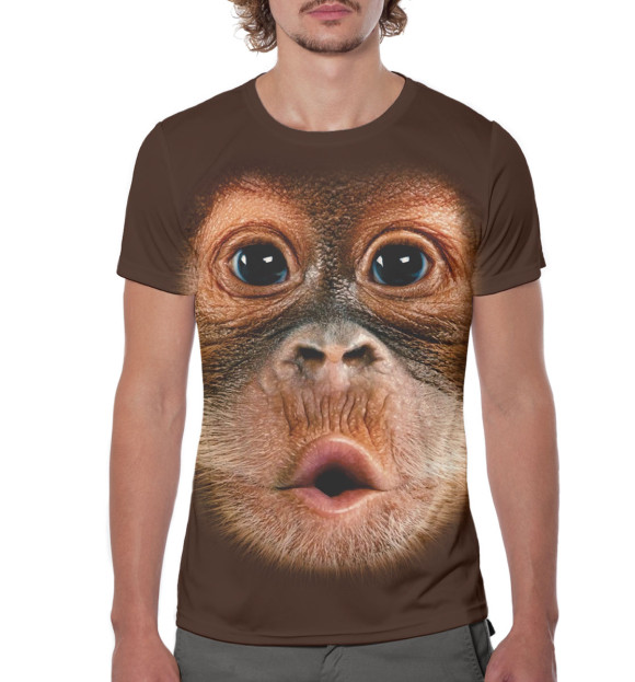Мужская футболка с изображением Орангутанг цвета Белый