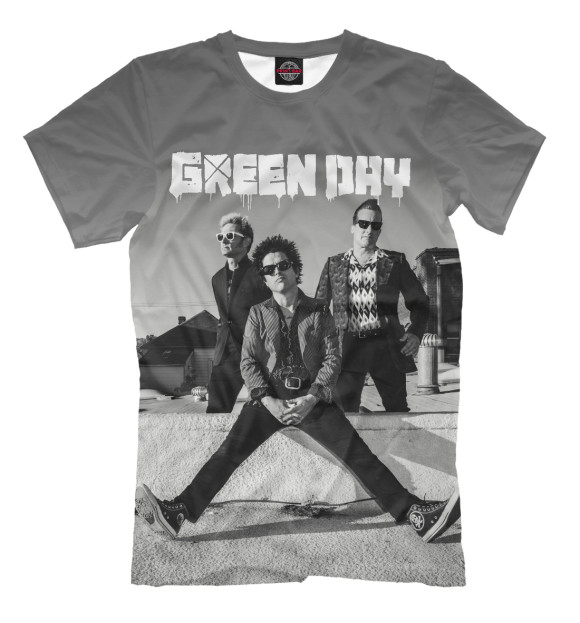 Мужская футболка с изображением Green Day цвета Серый