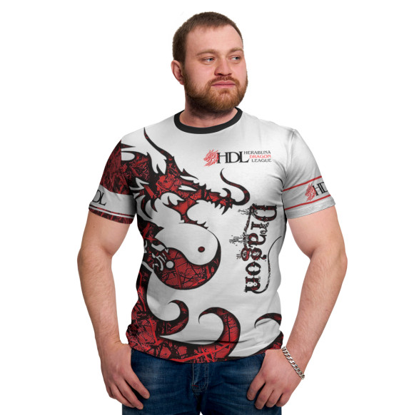 Мужская футболка с изображением Dragon цвета Белый