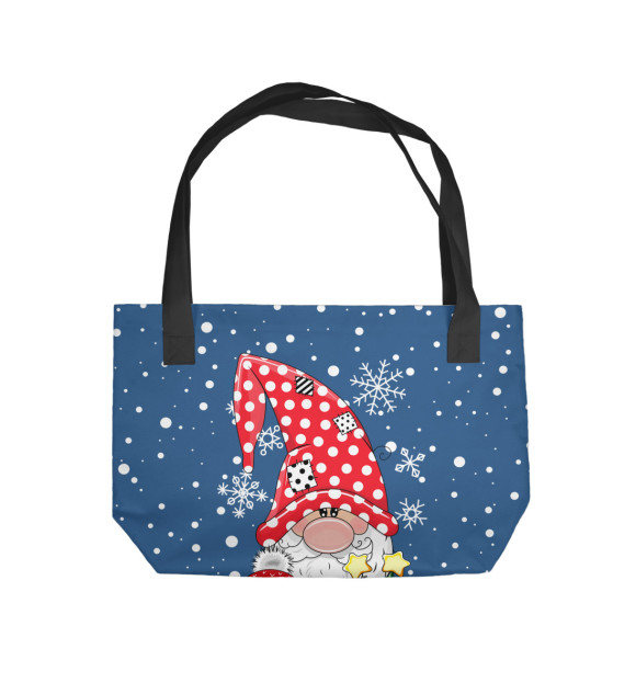 Пляжная сумка с изображением Новогодние совушки и гном цвета 