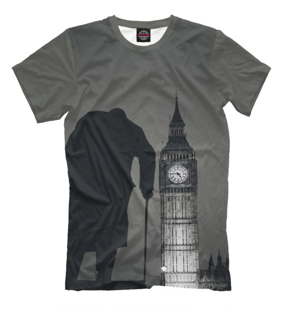 Мужская футболка с изображением Назад во времени - Лондон цвета Серый
