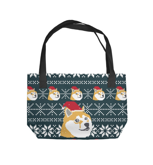 Пляжная сумка с изображением Doge новый год цвета 