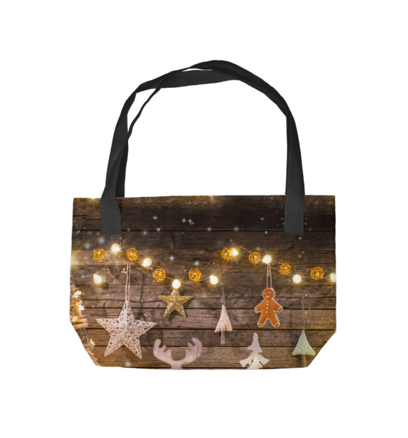 Пляжная сумка с изображением Новогодние украшения цвета 