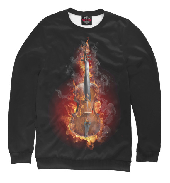 Мужской свитшот с изображением Fire violin цвета Белый