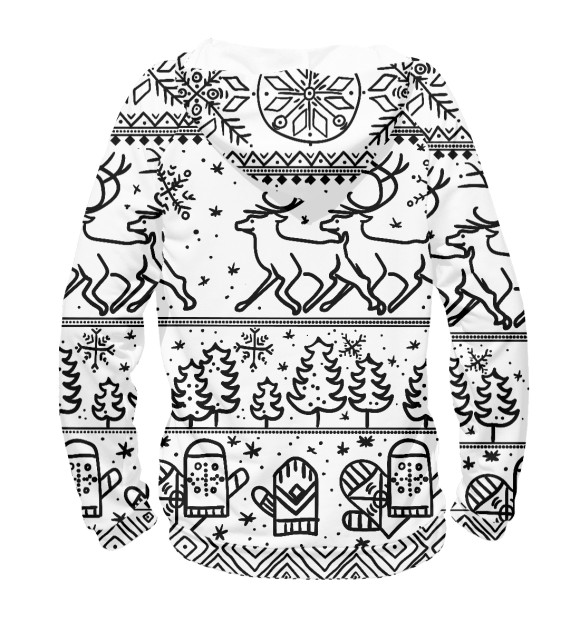 Женское худи с изображением Свитер с оленями цвета Белый