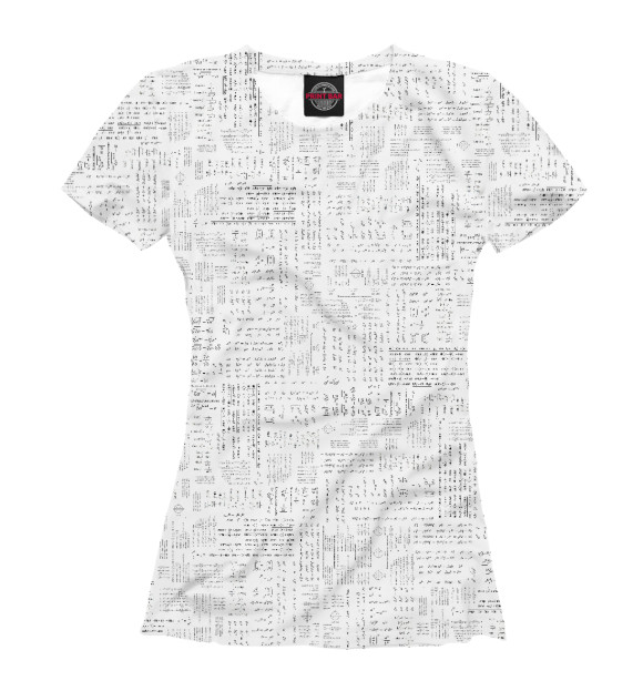 Женская футболка с изображением Алгебра под рукой цвета Белый
