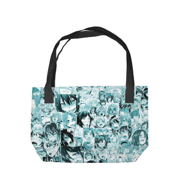 Пляжная сумка с изображением Ахегао стиль цвета 