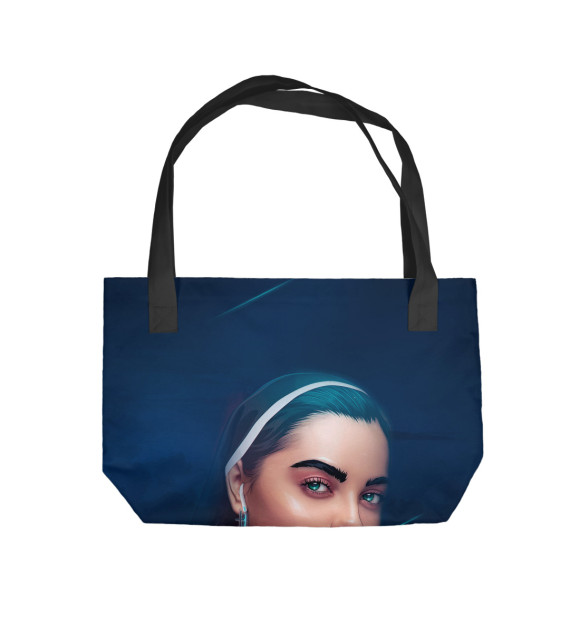 Пляжная сумка с изображением Стильная монашка в наушниках цвета 