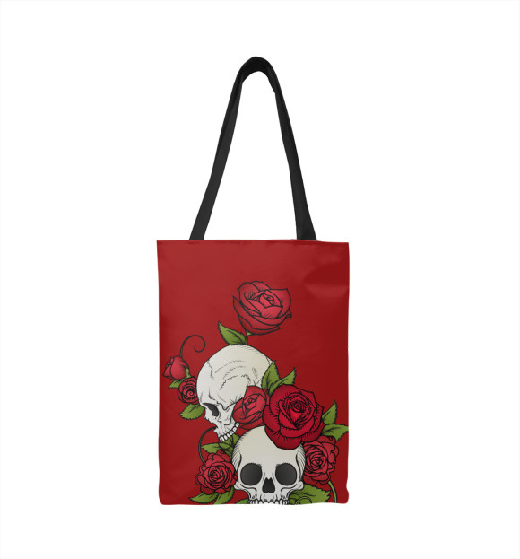 Сумка-шоппер с изображением Череп и розы цвета 
