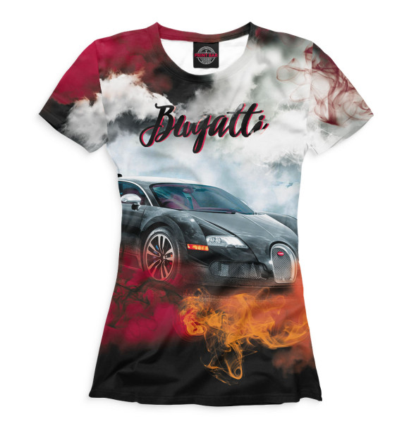 Женская футболка с изображением Bugatti Veyron цвета Белый