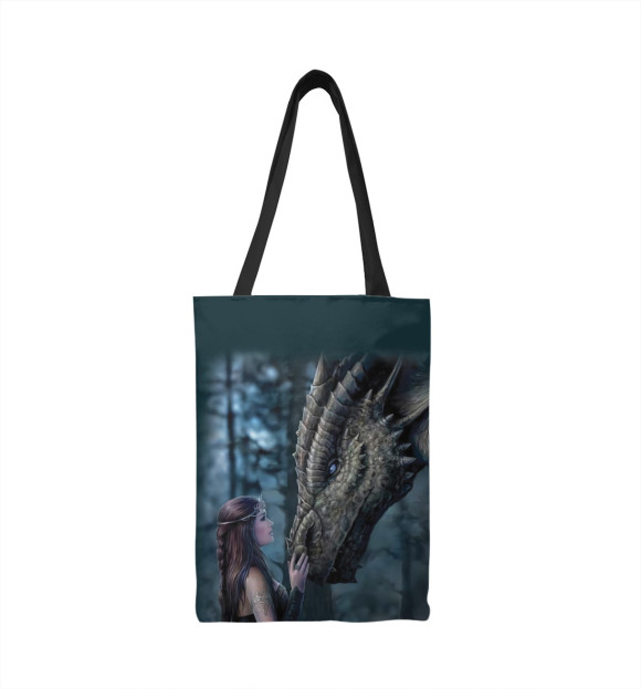 Сумка-шоппер с изображением Девушка и дракон цвета 