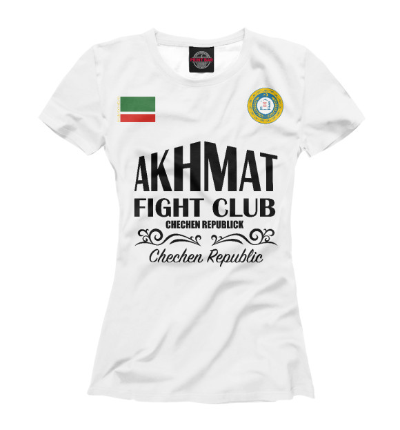 Футболка для девочек с изображением Akhmat Fight Club цвета Белый