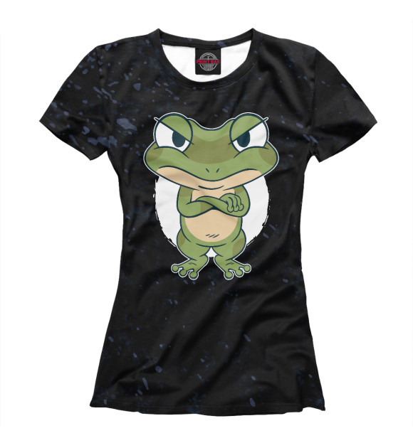 Женская футболка с изображением Angry Mad frog цвета Белый