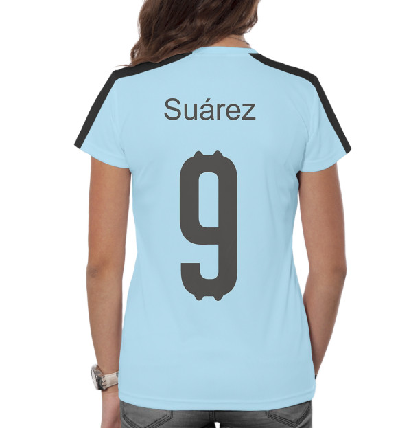 Женская футболка с изображением Сборная Уругвая – Суарез цвета Белый
