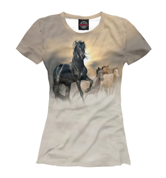 Женская футболка с изображением Лошади цвета Белый