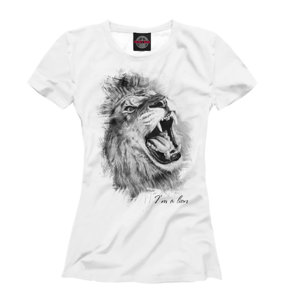 Женская футболка с изображением Lion - Лев цвета Белый