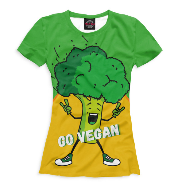 Женская футболка с изображением Go Vegan цвета Белый