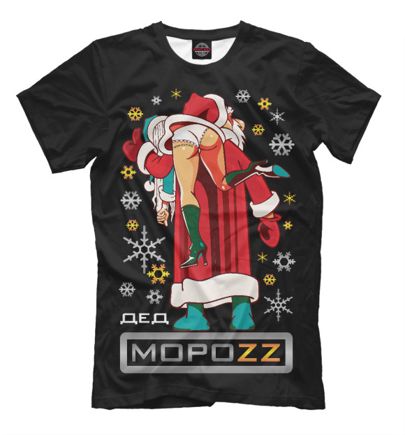 Мужская футболка с изображением Дед Мороз Brazzers цвета Черный