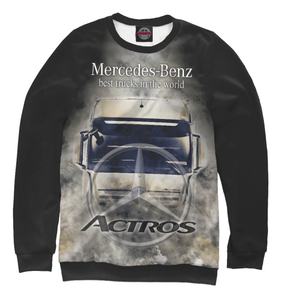 Мужской свитшот с изображением Mercedes-Benz Actros цвета Белый