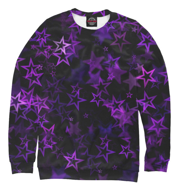 Свитшот для мальчиков с изображением Фиолетовые звезды цвета Белый