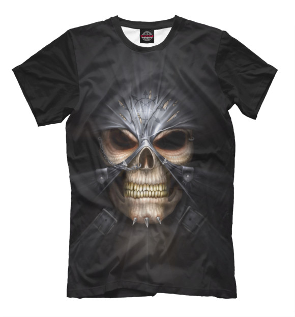 Мужская футболка с изображением Скелет в маске цвета Черный