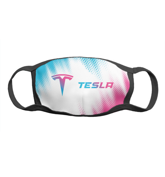 Маска тканевая с изображением Tesla Neon Gradient (полосы) цвета Белый