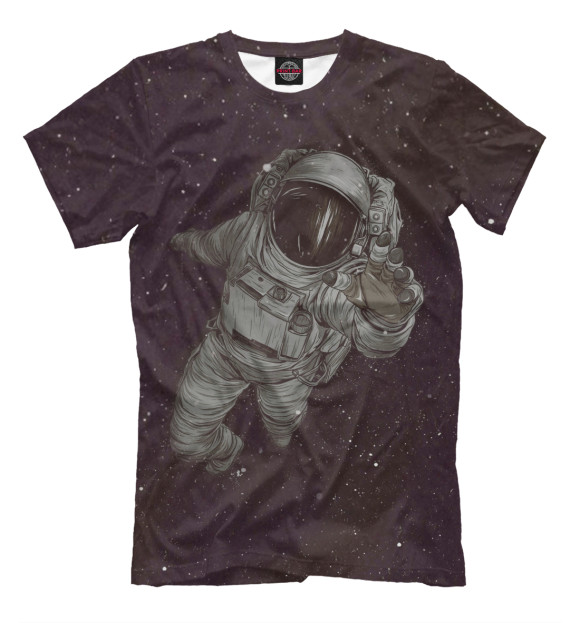 Мужская футболка с изображением Космонавт цвета Темно-красный