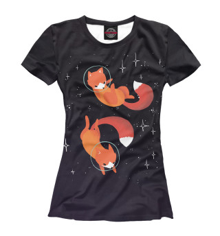 Женская футболка Лисы в космосе