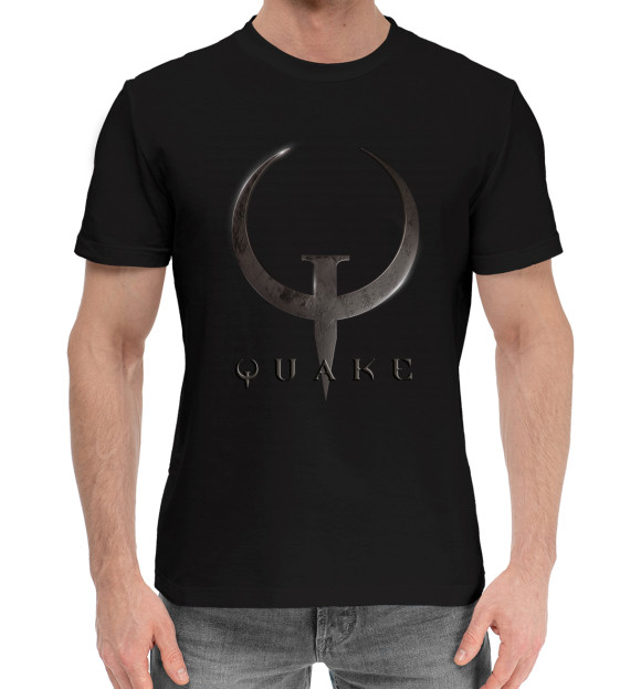 Мужская хлопковая футболка с изображением Quake цвета Черный