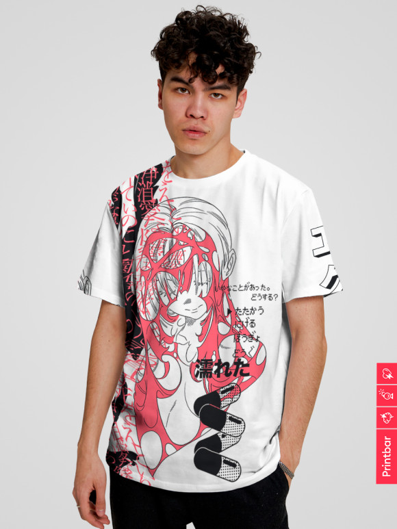 Мужская футболка с изображением Anime girl цвета Белый