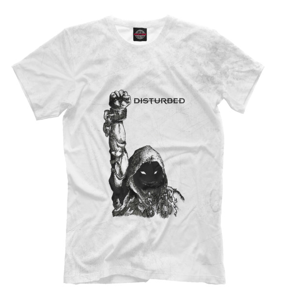 Мужская футболка с изображением Disturbed демон цвета Белый
