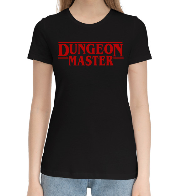 Женская хлопковая футболка с изображением Dungeon Master цвета Черный