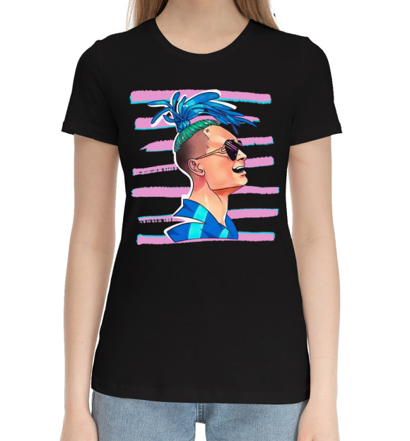 Женская хлопковая футболка с изображением Моргенштерн цвета Черный
