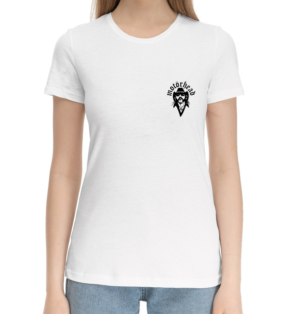 Женская хлопковая футболка с изображением Motorhead цвета Белый