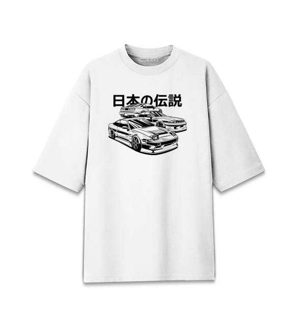 Мужская футболка оверсайз с изображением Японские Легенды. 240Sx, Skyline, 300ZX цвета Белый