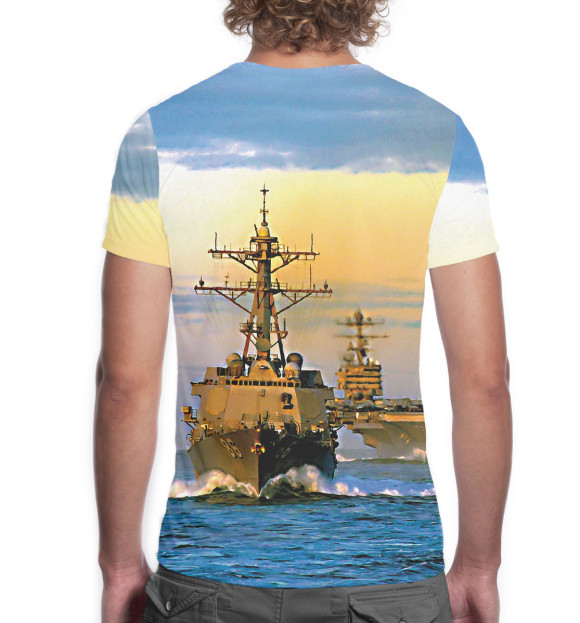 Мужская футболка с изображением За веру! За флот! За отечество! цвета Белый